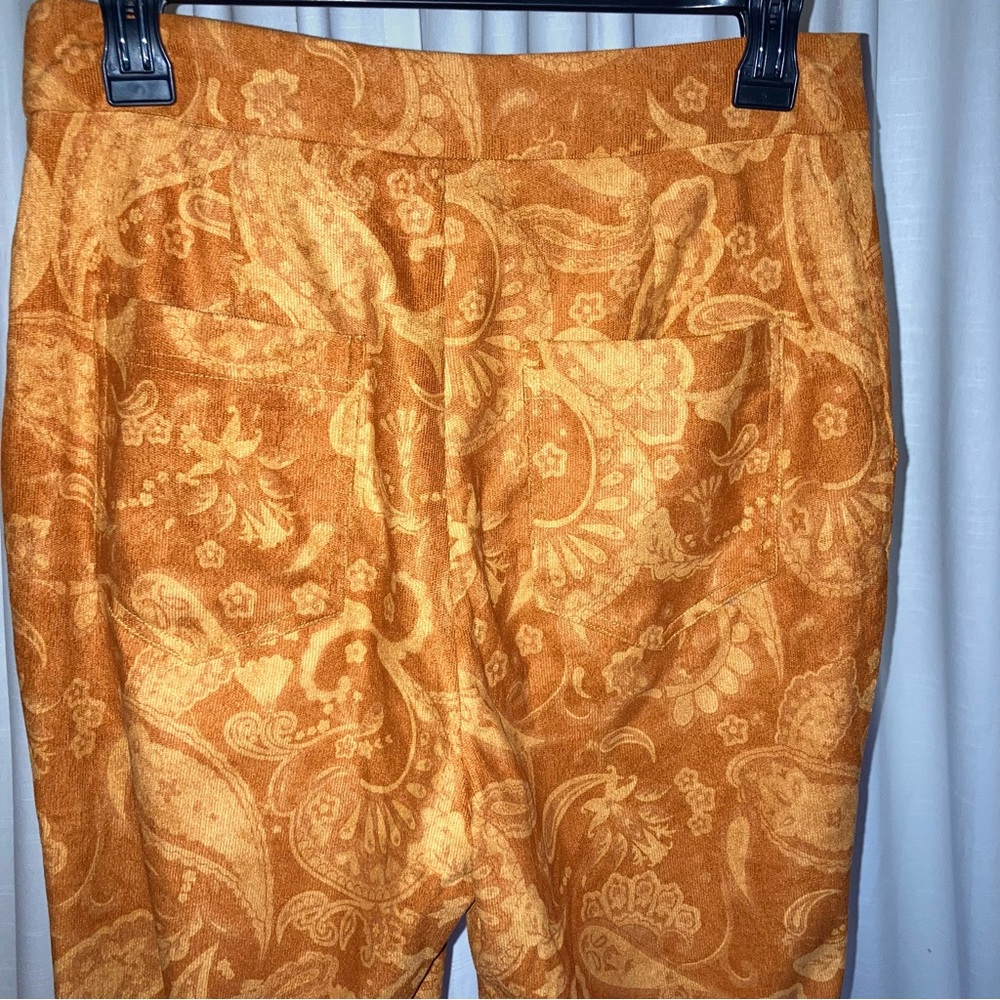 Shein Corduroy Paisley Print Flare Leg Pants Retro Y2K - Picture 4 of 4